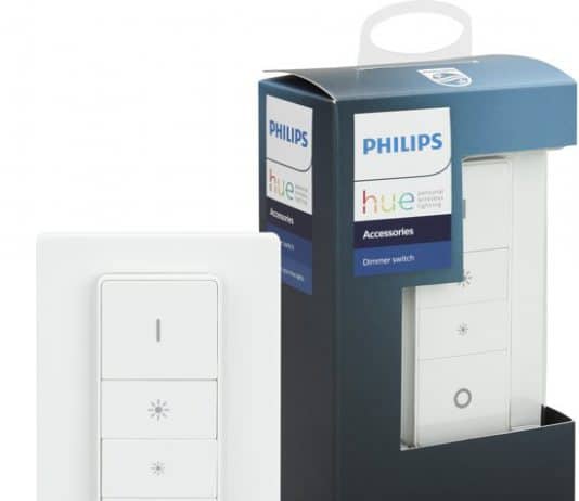 Philips Hue dimmer switch in verpakking en uit de verpakking